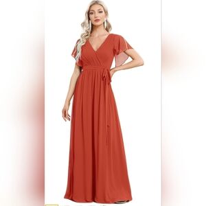 Elegant Women's Burnt Orange Maxi Dress